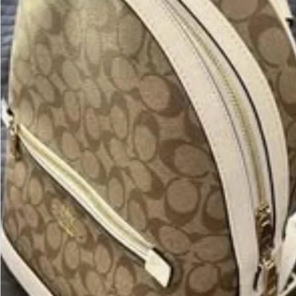Authentic Coach Large Tan and Cream Signature Backpack - Picture 3 of 7